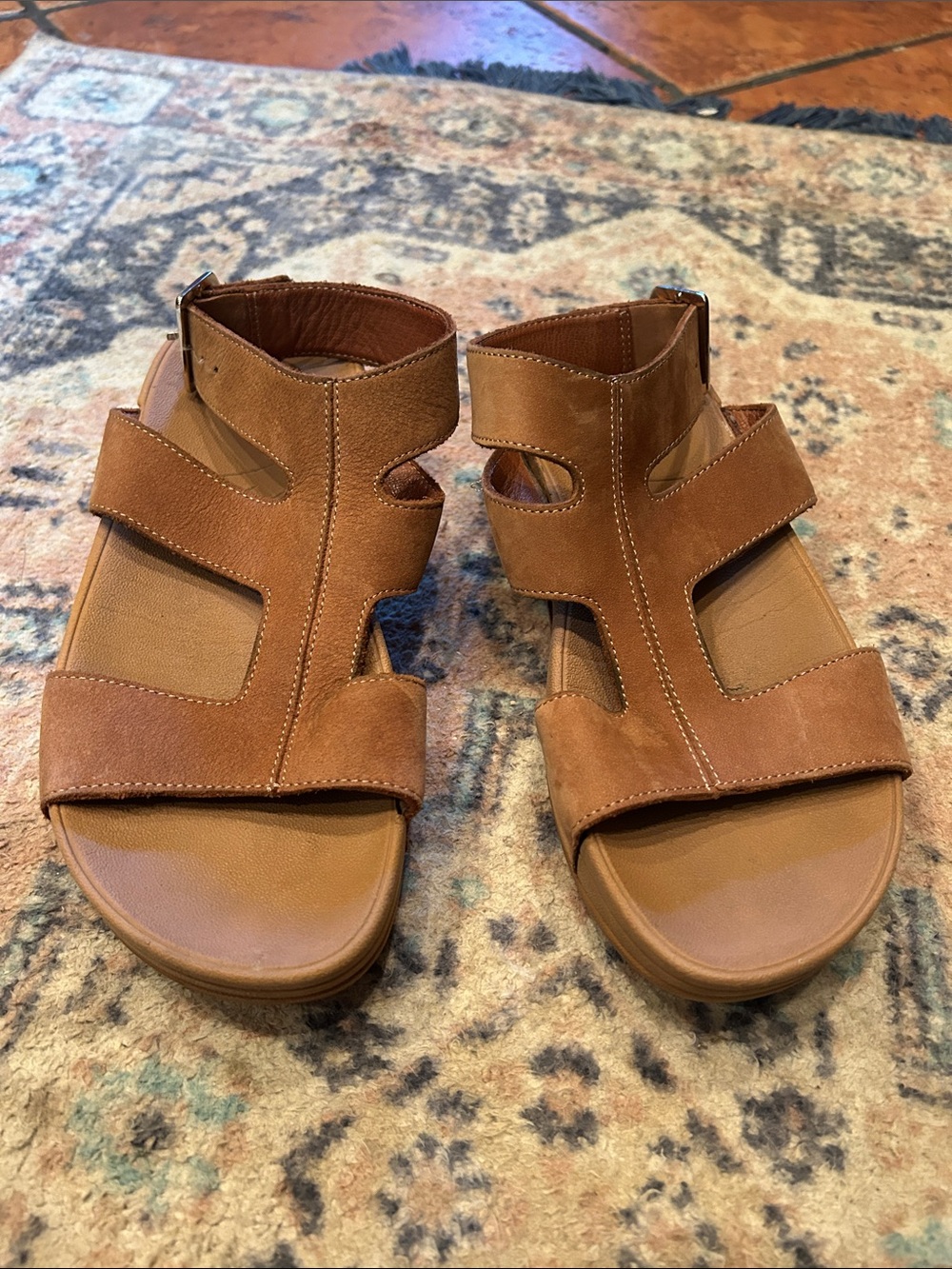 FitFlop Brown Nubuck Cutout Strappy Sandal with Buckle - Picture 12 of 15